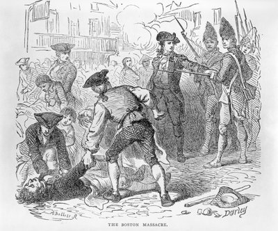 Le Massacre de Boston, 5 mars 1770, gravé par A. Bollett - Felix Octavius Carr Darley
