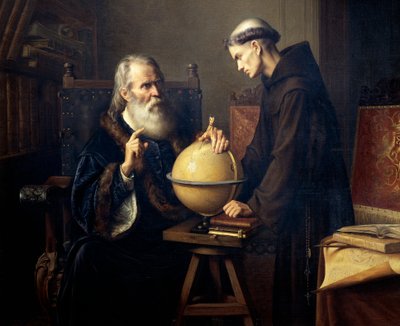 Galileo Galilei (1564-1642) expliquant ses théories à l
