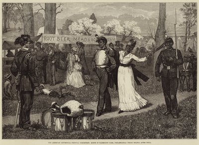 Le Festival du Centenaire Américain, Scène dans le parc Fairmount, Philadelphie, Milice noire après l