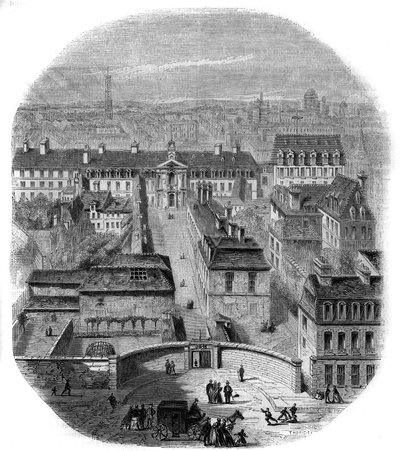 Vue de la manufacture des Gobelins à Paris, avec le couvent des Capucins, l