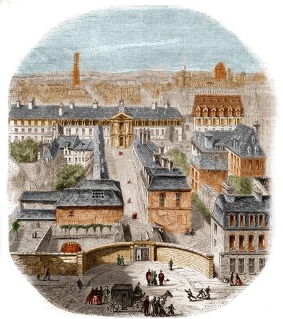 Vue de la manufacture des Gobelins à Paris, avec le couvent des Capucins, l