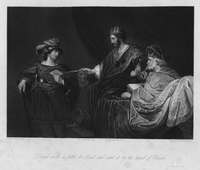 David donnant la lettre fatale à Urie, II Samuel XI - Ferdinand (after) Bol