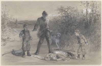 Teun le chasseur près du corps de Zijtje - Ferdinand Carl Sierich