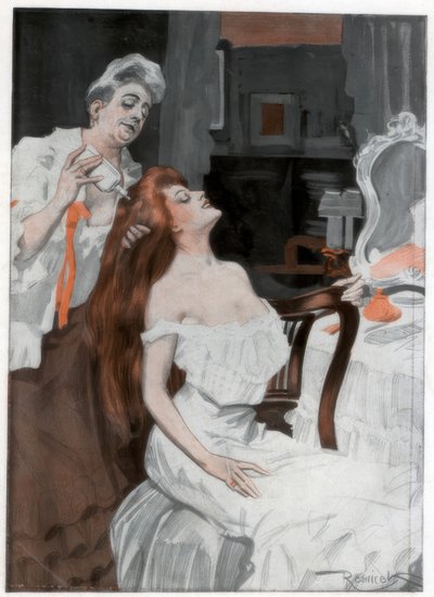 Femme se faisant coiffer, fin 19e-début 20e siècle - Ferdinand Freih van Reznicek