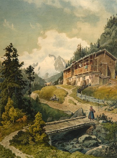 Paysage alpin avec un pont - Ferdinand Gatt
