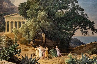 Un temple dorique avec Castelmola et Taormina en arrière-plan - Ferdinand Georg Waldmuller