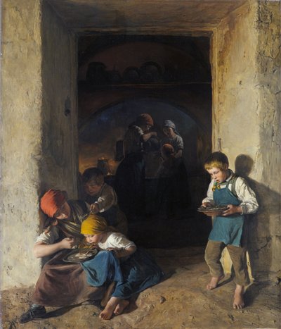 Enfants recevant leur petit-déjeuner - Ferdinand Georg Waldmuller