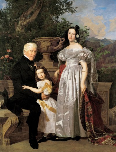 Le conseiller princier Esterházy Mathias Kerzmann avec sa deuxième épouse Maria Helena, née Mikolischütz, et leur fille Maria - Ferdinand Georg Waldmuller