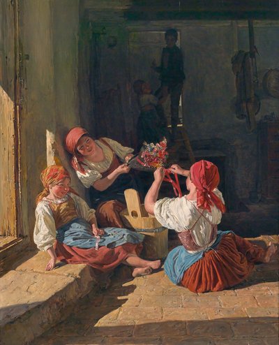 Enfants décorant le chapeau d