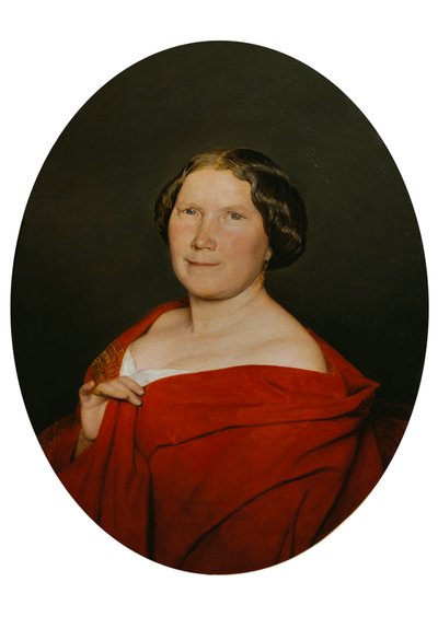 Femme avec un manteau saumon - Ferdinand Georg Waldmuller