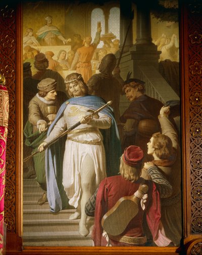 Les meilleurs poètes et ménestrels se réunissent à Wartburg et sont récompensés par le landgrave Hermann pour des réalisations particulièrement fines - Ferdinand II Piloty