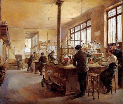 Le laboratoire municipal de la préfecture de police boulevard du Palais. Peinture de Ferdinand Joseph Gueldry - Ferdinand Joseph Gueldry