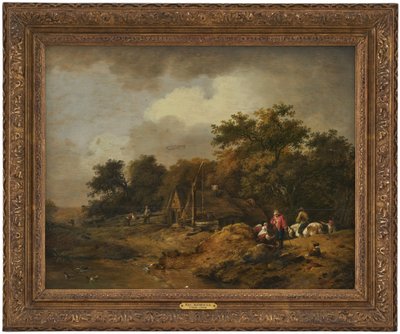Paysage avec cabane et puits à treuil - Ferdinand Kobell