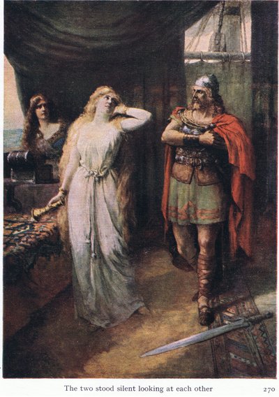 Les deux se regardèrent, illustration des Histoires des opéras de Wagner, pub. par George Harrap & Co Ltd 1932 - Ferdinand Lecke