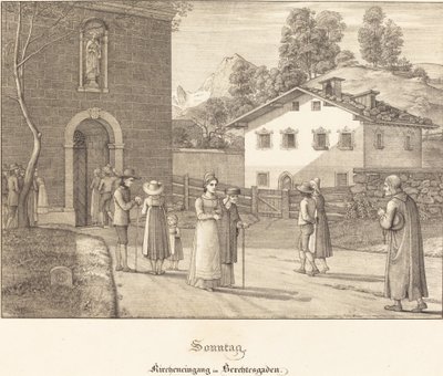 Sonntag - Kircheneingang in Berchtesgaden - Ferdinand Olivier