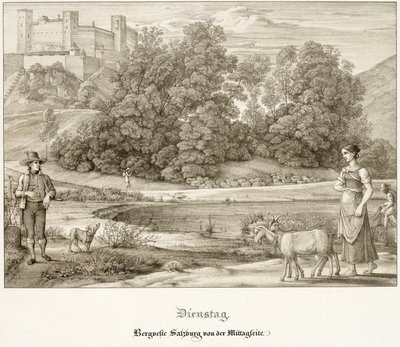Mardi : Le Château de Salzbourg Vu du Sud - Ferdinand Olivier