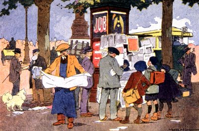 Kiosque à journaux sur la place de la Bastille, c.1910 - Ferdinand Raffin