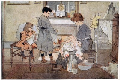 Le bain du bébé, vers 1930 - Ferdinand Raffin