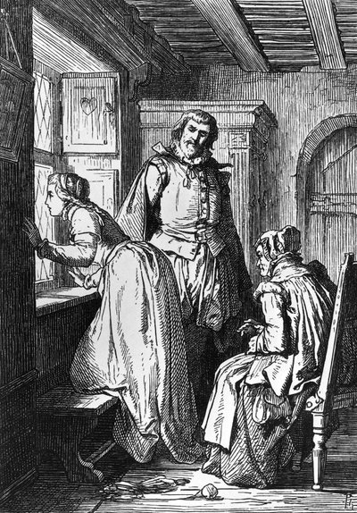Klaerchen attendant Egmont, illustration pour Egmont, tragédie de Johann Wolfgang von Goethe (1749-1832), gravure sur bois d