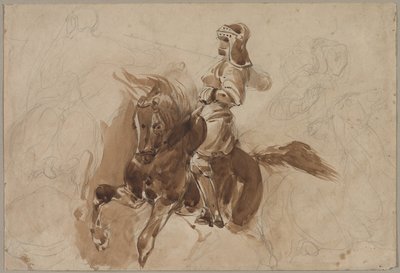 Figure armée à cheval recto, vers 1828 - Ferdinand Victor Eugene Delacroix