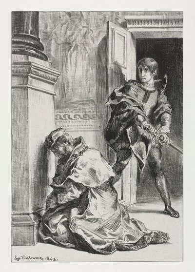 Hamlet : Hamlet tente de tuer le roi, 1843 - Ferdinand Victor Eugene Delacroix