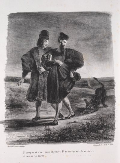 Illustrations pour Faust : Faust, Méphistophélès et le barbet, 1828 - Ferdinand Victor Eugene Delacroix