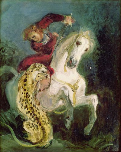 Jaguar attaquant un cavalier, vers 1855 - Ferdinand Victor Eugene Delacroix