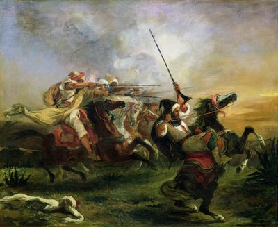 Cavaliers marocains en action militaire, 1832 - Ferdinand Victor Eugene Delacroix