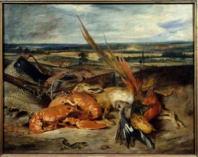 Nature morte avec homard et trophées de chasse et de pêche - Ferdinand Victor Eugene Delacroix