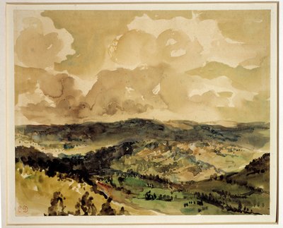 Vue panoramique des collines boisées autour de Croze - Ferdinand Victor Eugene Delacroix