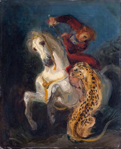 Cavalier attaqué par un jaguar - Ferdinand Victor Eugene Delacroix