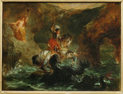 Saint Georges combattant le dragon, dit aussi Persee delivrant Andromede - Saint George fighting the dragon ... - Ferdinand Victor Eugene Delacroix