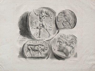 Feuille de Quatre Médailles Antiques, 1825 - Ferdinand Victor Eugene Delacroix