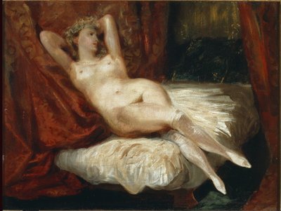 Étude de femme nue allongée sur un canapé dite la femme aux bas blancs - Ferdinand Victor Eugene Delacroix