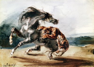 Tigre attaquant un cheval sauvage - Ferdinand Victor Eugene Delacroix