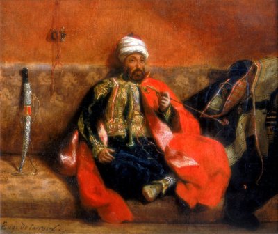 Turc assis fumant sur un canapé, 19ème siècle - Ferdinand Victor Eugene Delacroix