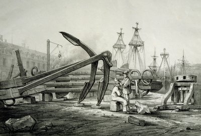 Ancres au chantier naval, par Ferdinand Perrot, lithographie - Ferdinand Victor Perrot