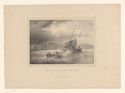 Brick échoué entre les hautes vagues - Ferdinand Victor Perrot