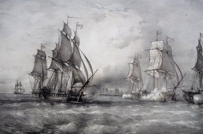 Paul Jones attaquant la flotte britannique commandée par Pearson et arrivant de la mer Baltique - Ferdinand Victor Perrot