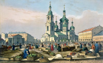 La Place du Foin à Saint-Pétersbourg, vers 1840 - Ferdinand Victor Perrot