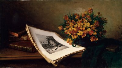 Nature morte avec une lithographie, 19e siècle - Ferdinand Wagner the elder