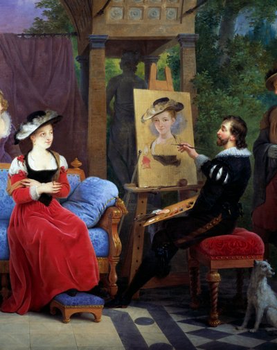 Rubens peignant le chapeau de paille (détail) - Ferdinand de Braekeleer