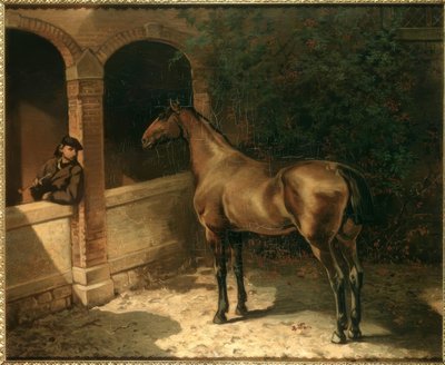 Cheval et fumeur - Louis Ferdinand von Rayski