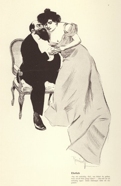 Homme avec sa maîtresse (lithographie) - Ferdinand von Reznicek