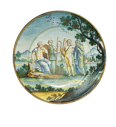 Assiette de Sienne, avec Hercule amenant Alceste devant le roi Admète, vers 1745 - Ferdinando Maria Campani