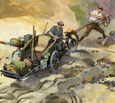 Course automobile de 10 000 miles (gouache sur papier) - Ferdinando Tacconi