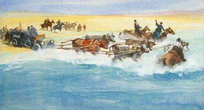 Course automobile de 10 000 miles (gouache sur papier) - Ferdinando Tacconi