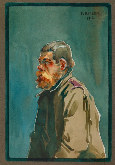 Soldat russe fait prisonnier en 1916, Gustrow (aquarelle) - Fernand Barbier