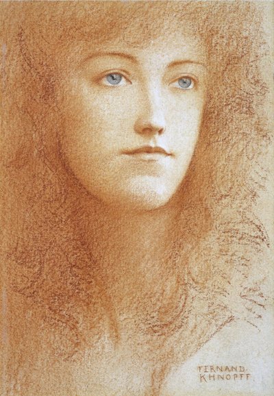 Portrait de jeune femme anglaise par Fernand Khnopff (1858-1921) vers 1890 - Fernand Khnopff