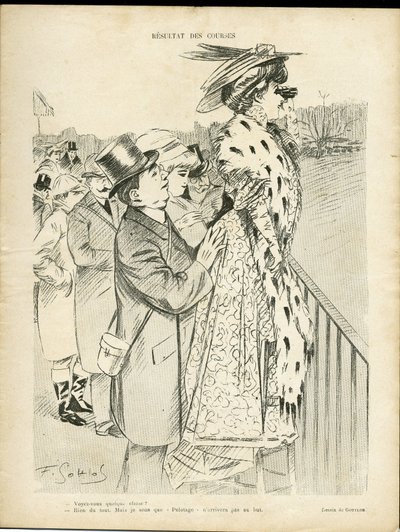 Illustration de Gottlob (1873-1935) dans Le Lire, 21/12/07 - Résultats des courses - Amour, Mode, Vie des riches, Hippisme - Femmes - Fernand Louis Gottlob
